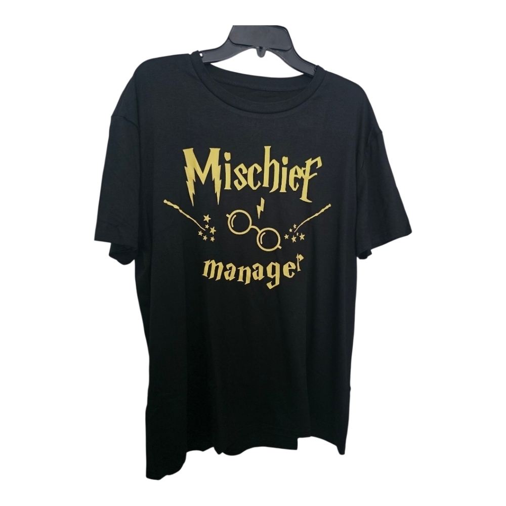 Mischief Manager Magical Tshirt Black Gold Letters Size 2XLMischief Manager Magi
